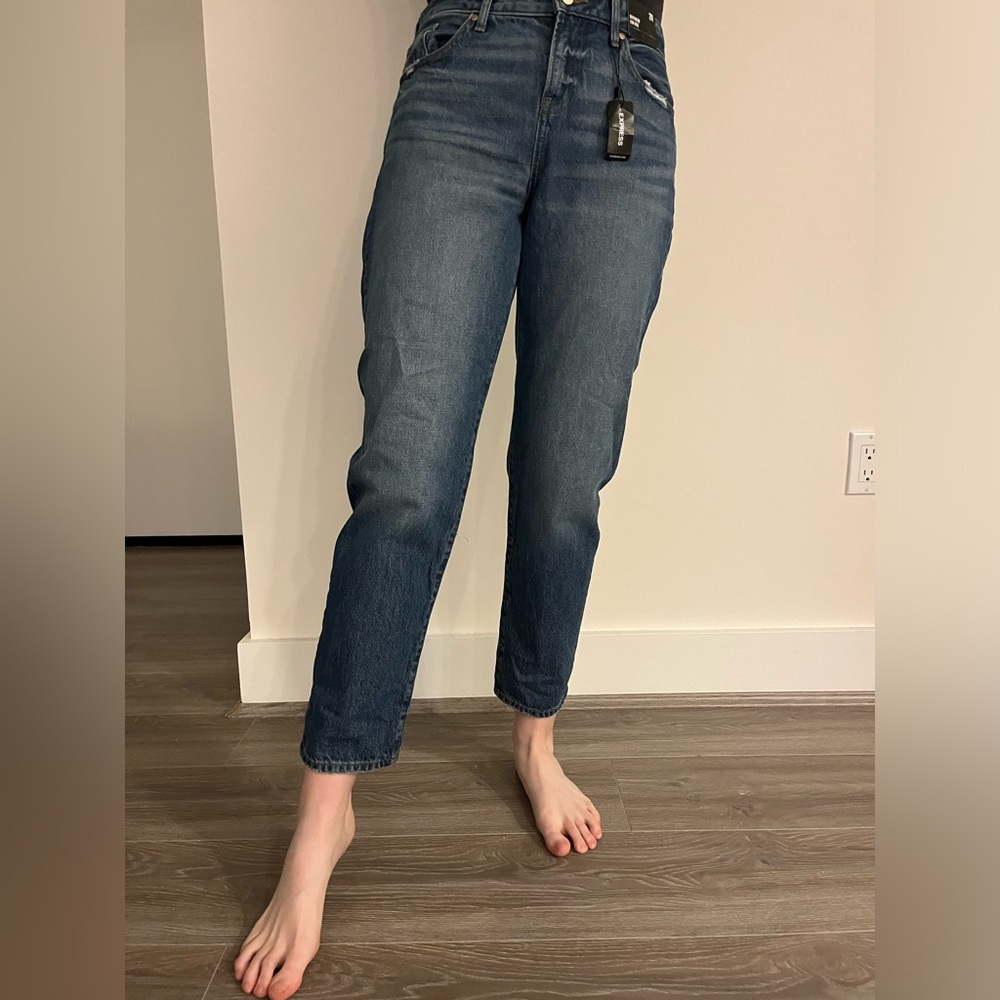 Express Boyfriend Low Rise, Medium Wash Jeans